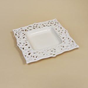 Tanjir KVADRATNI Keramički tacna beli