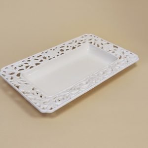 Tanjir PRAVOUGAONI Keramički tacna beli